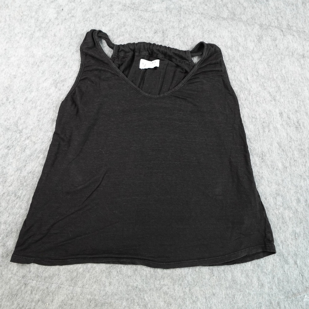 Velvet Graham Spencer Top Women Small Black Linen VNeck Sleeveless Slub Tank
